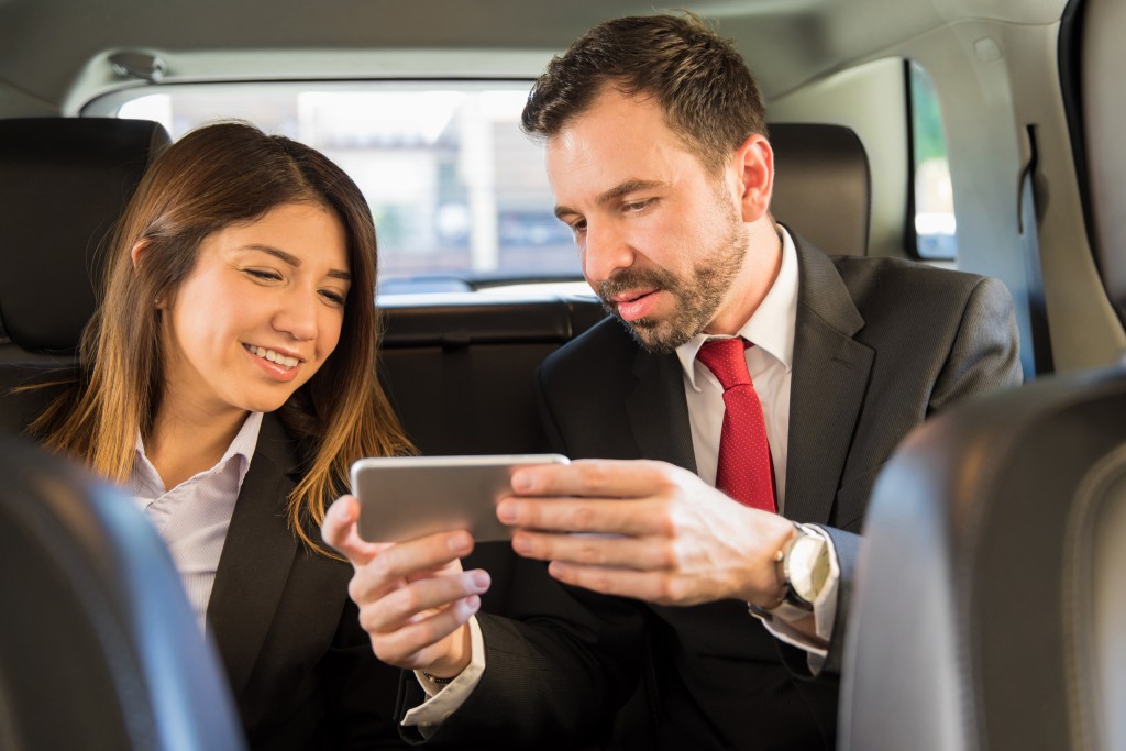 business meeting in the car