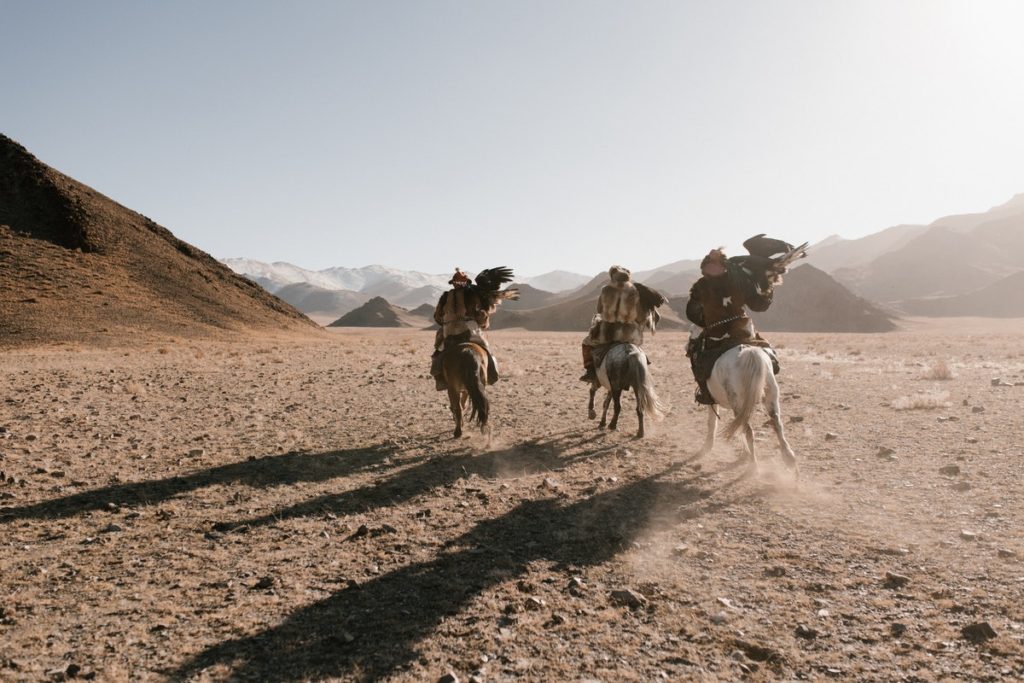 horse riding in the desert