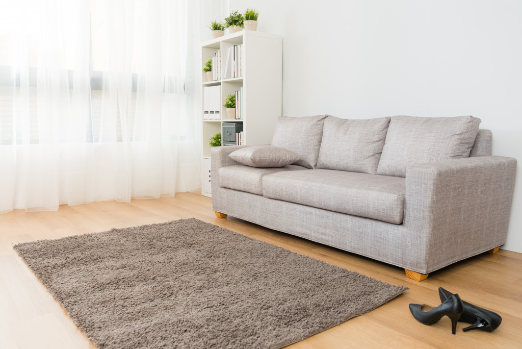 A living room with an area rug